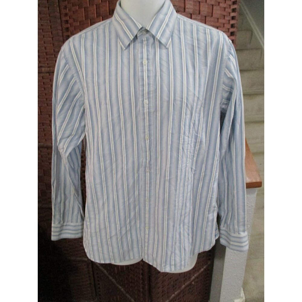 Men's Michael Kors Button Up Shirt Stripes Size Large Long Sleeve Dress Shirt